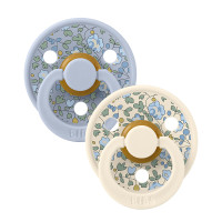 Набір пустушок BIBS x Liberty Colour Latex Round (кругла) – Eloise Dusty Blue / Ivory Mix (2 в упаковці)