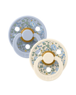 Набір пустушок BIBS x Liberty Colour Latex Round (кругла) – Eloise Dusty Blue / Ivory Mix (2 в упаковці)