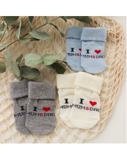 Набір шкарпеток I love mum dad ТМ Karatepe 3 шт.: сірі, молочні, блакитні